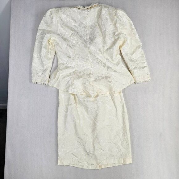 Vintage 80's 2-Piece Jacket Skirt Cream 14 - Picture 2 of 9
